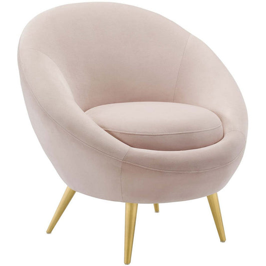 Modway Circuit Modern Performance Velvet Curved Back Accent Lounge Living Room Chair in Pink