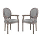 Modway Emanate French Vintage Upholstered Fabric Two Dining Armchairs in Light Gray