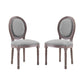 Modway Emanate French Vintage Upholstered Fabric Two Dining Side Chairs in Light Gray