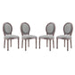 Modway Emanate French Vintage Upholstered Fabric Four Dining Side Chairs in Light Gray