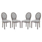 Modway Arise French Vintage Tufted Upholstered Fabric Four Dining Side Chairs in Light Gray