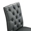 Modway Duchess Modern Tufted Button Faux Leather Upholstered Parsons Two Dining Chairs in Gray MDY-EEI-3472-GRY