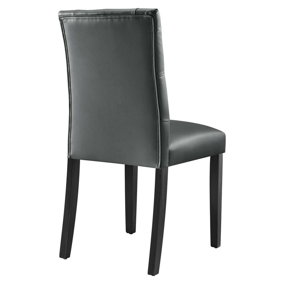 Modway Duchess Modern Tufted Button Faux Leather Upholstered Parsons Two Dining Chairs in Gray MDY-EEI-3472-GRY