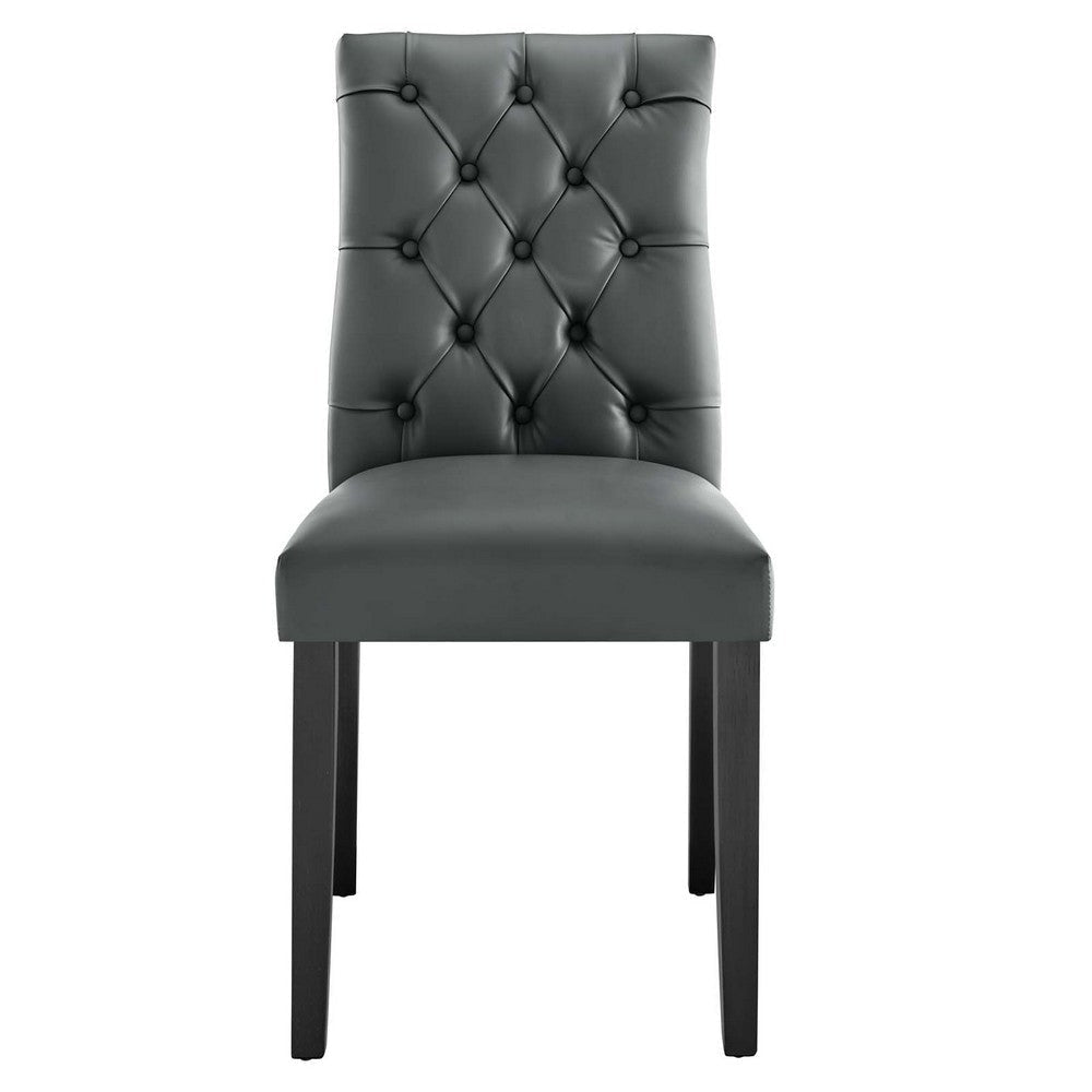 Modway Duchess Modern Tufted Button Faux Leather Upholstered Parsons Two Dining Chairs in Gray MDY-EEI-3472-GRY