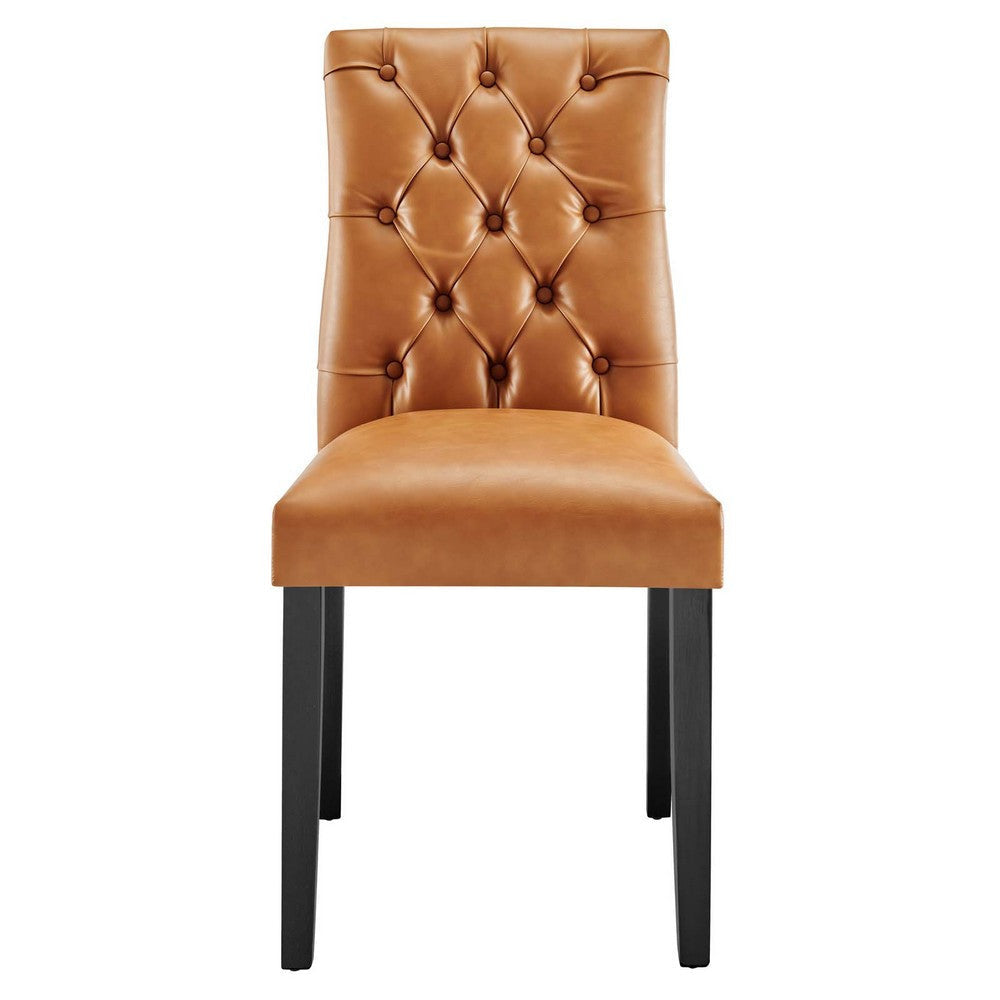 Modway Duchess Modern Tufted Button Faux Leather Upholstered Parsons Two Dining Chairs in Tan MDY-EEI-3472-TAN