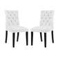 Modway Duchess Modern Tufted Button Faux Leather Upholstered Parsons Two Dining Chairs in White