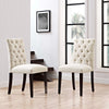 Modway Duchess Modern Tufted Button Upholstered Fabric Parsons Two Dining Chairs in Beige