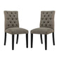 Modway Duchess Modern Tufted Button Upholstered Fabric Parsons Two Dining Chairs in Granite