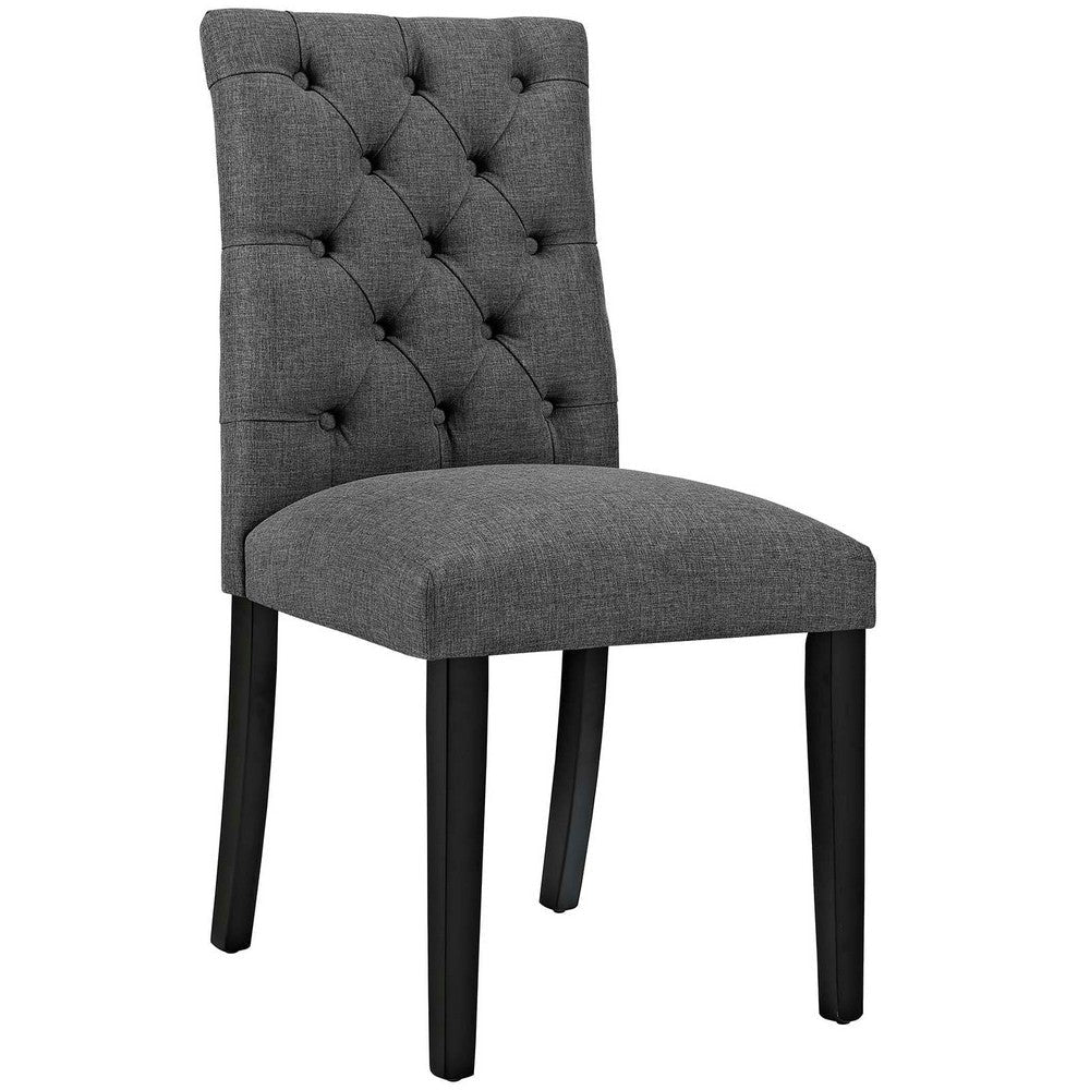 Modway Duchess Modern Tufted Button Upholstered Fabric Parsons Two Dining Chairs in Gray MDY-EEI-3474-GRY