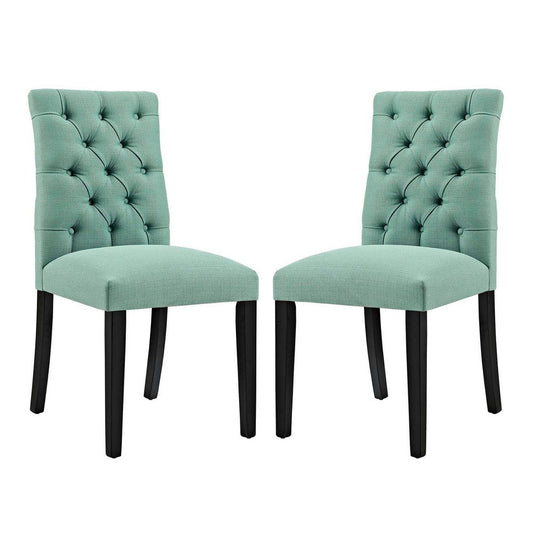 Modway Duchess Fabric Set of 2, Two Dining Chairs, Laguna