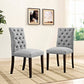 Modway Duchess Modern Tufted Button Upholstered Fabric Parsons Two Dining Chairs in Light Gray MDY-EEI-3474-LGR