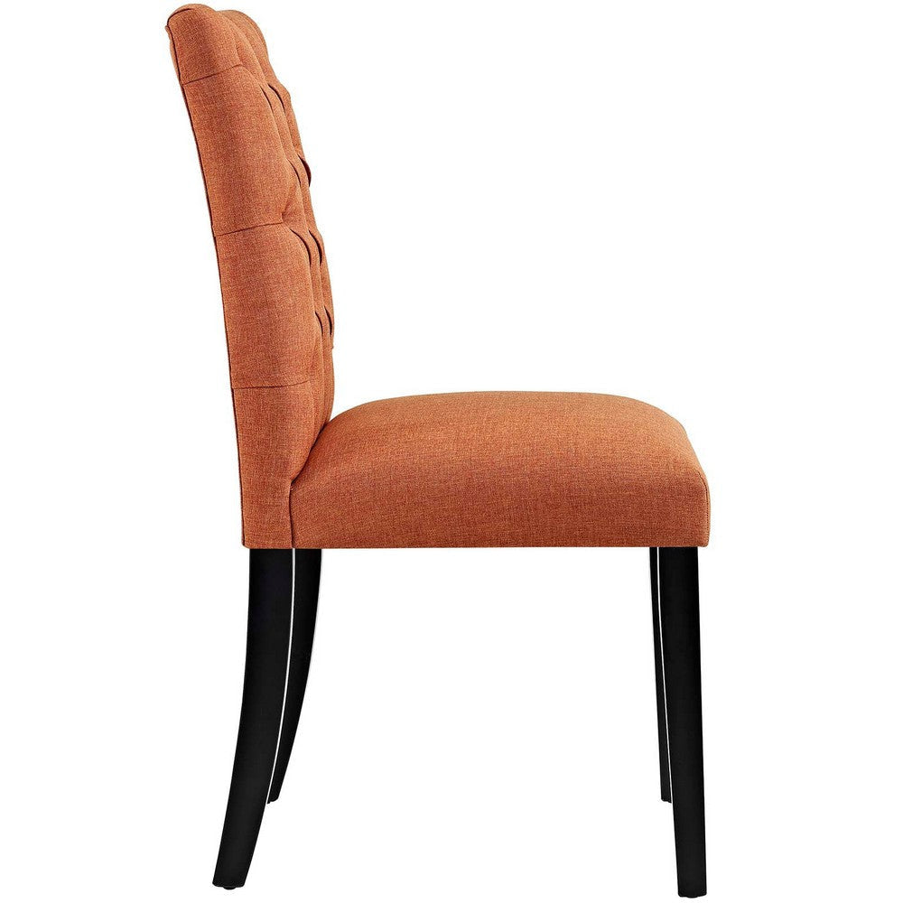 Modway Duchess Modern Tufted Button Upholstered Fabric Parsons Two Dining Chairs in Orange MDY-EEI-3474-ORA