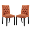 Modway Duchess Modern Tufted Button Upholstered Fabric Parsons Two Dining Chairs in Orange