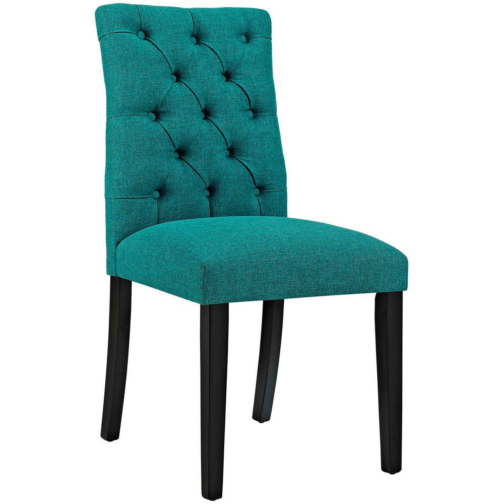 Modway Duchess Modern Tufted Button Upholstered Fabric Parsons Two Dining Chairs in Teal MDY-EEI-3474-TEA