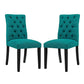 Modway Duchess Modern Tufted Button Upholstered Fabric Parsons Two Dining Chairs in Teal