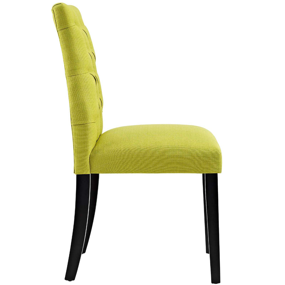 Modway Duchess Modern Tufted Button Upholstered Fabric Parsons Two Dining Chairs in Wheatgrass MDY-EEI-3474-WHE