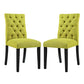 Modway Duchess Modern Tufted Button Upholstered Fabric Parsons Two Dining Chairs in Wheatgrass