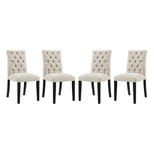 Modway Duchess Fabric Set of 4, Four Dining Chairs, Beige