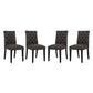 Modway Duchess Modern Tufted Button Upholstered Fabric Parsons Four Dining Chairs in Brown