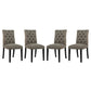 Modway Duchess Fabric Set of 4, Four Dining Chairs, Granite