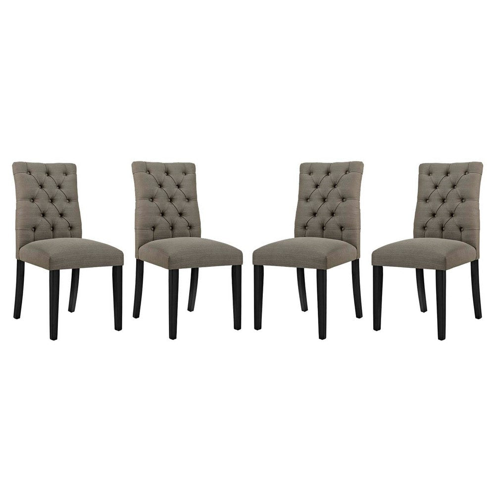 Modway Duchess Fabric Set of 4, Four Dining Chairs, Granite