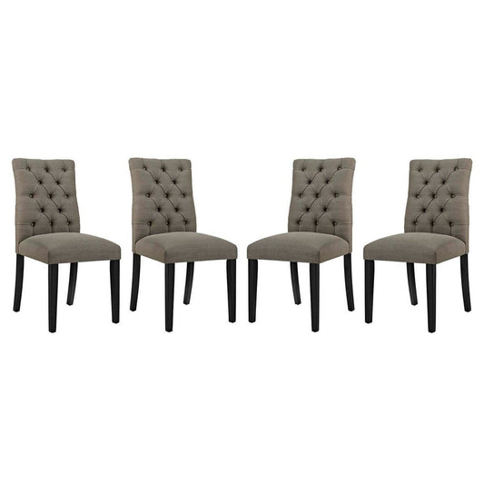 Modway Duchess Fabric Set of 4, Four Dining Chairs, Granite