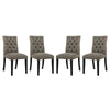 Modway Duchess Fabric Set of 4, Four Dining Chairs, Granite