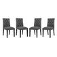 Modway Duchess Modern Tufted Button Upholstered Fabric Parsons Four Dining Chairs in Gray