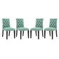 Modway Duchess Fabric Set of 4, Four Dining Chairs, Laguna