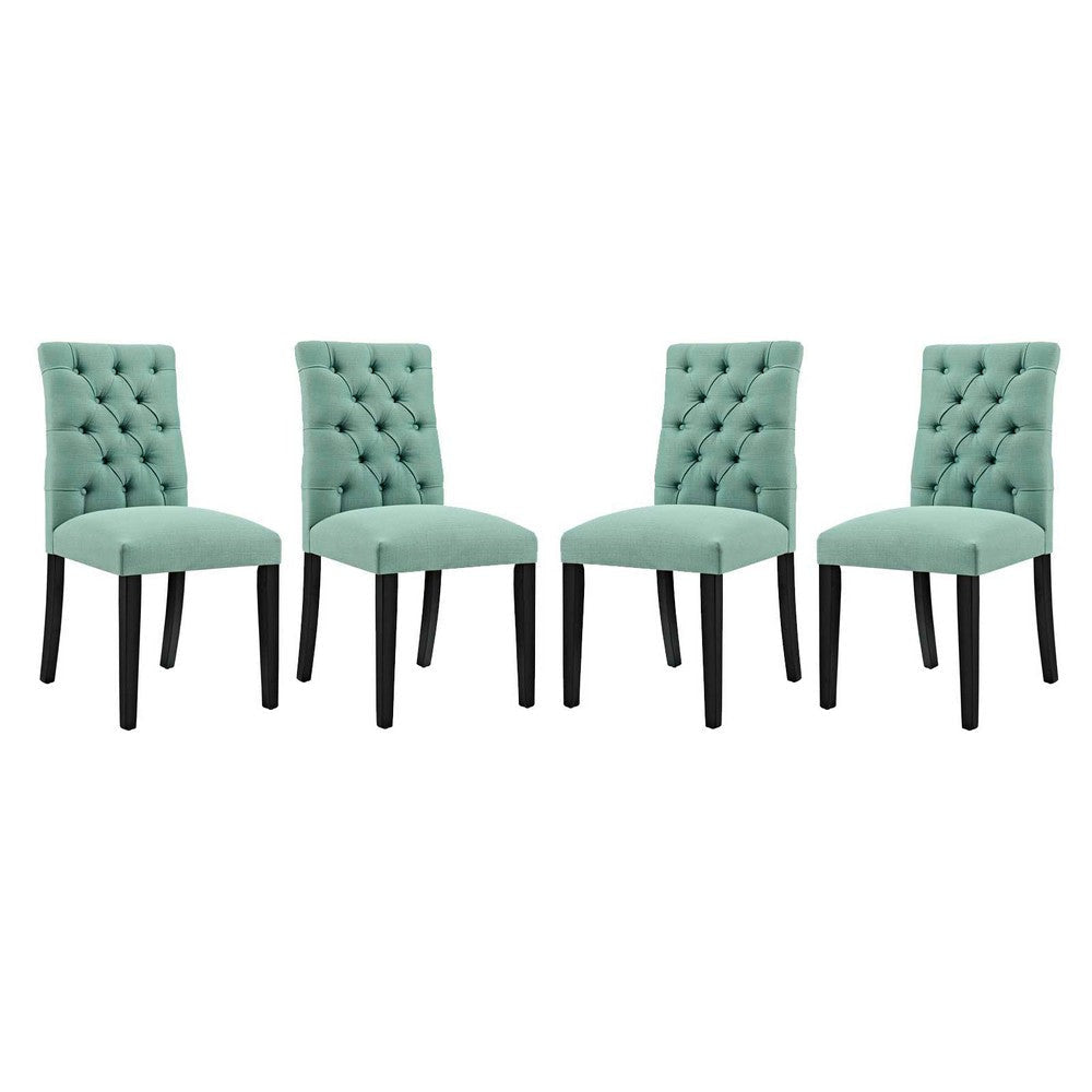 Modway Duchess Fabric Set of 4, Four Dining Chairs, Laguna