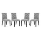 Modway Duchess Modern Tufted Button Upholstered Fabric Parsons Four Dining Chairs in Light Gray