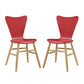 Modway Cascade Mid-Century Modern Wood Two Kitchen and Dining Room Chairs in Red