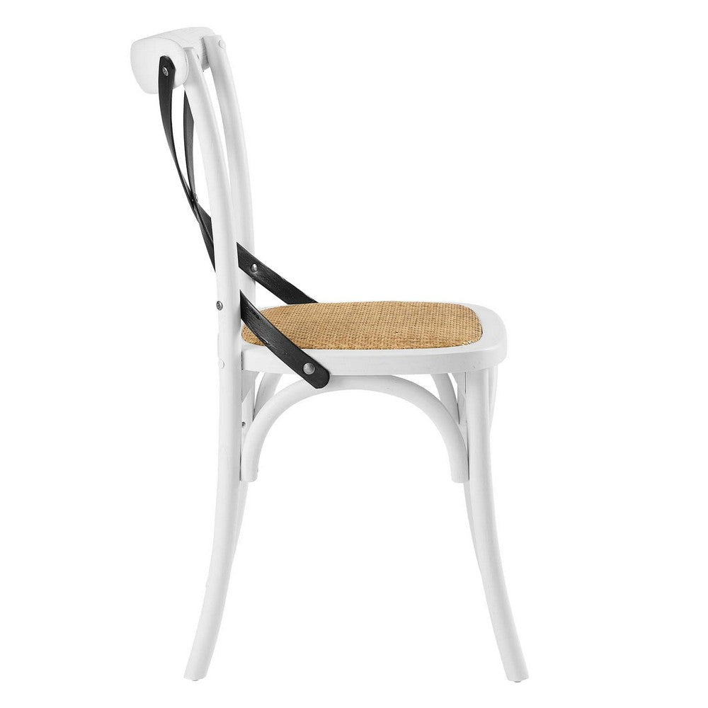 Modway Gear Side Set of 2 Two Dining Chairs White Black MDY-EEI-3481-WHI-BLK