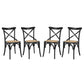 Modway Gear Rustic Modern Farmhouse Elm Wood Rattan Four Dining Chairs in Black