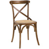 Modway Gear Rustic Modern Farmhouse Elm Wood Rattan Four Dining Chairs in Walnut MDY-EEI-3482-WAL