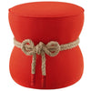 Modway Beat Upholstered Fabric Nautical Rope Round Ottoman in Atomic Red