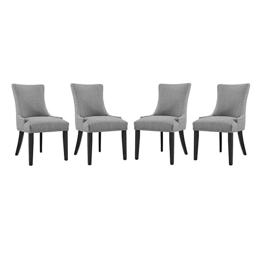 Modway Marquis Fabric Set of 4, Four Dining Chairs, Light Gray