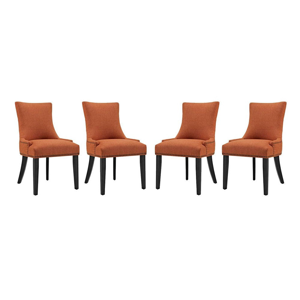 Modway Marquis Fabric Set of 4, Four Dining Chairs, Orange