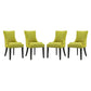 Modway Marquis Modern Upholstered Fabric Four Dining Chairs with Nailhead Trim in Wheatgrass