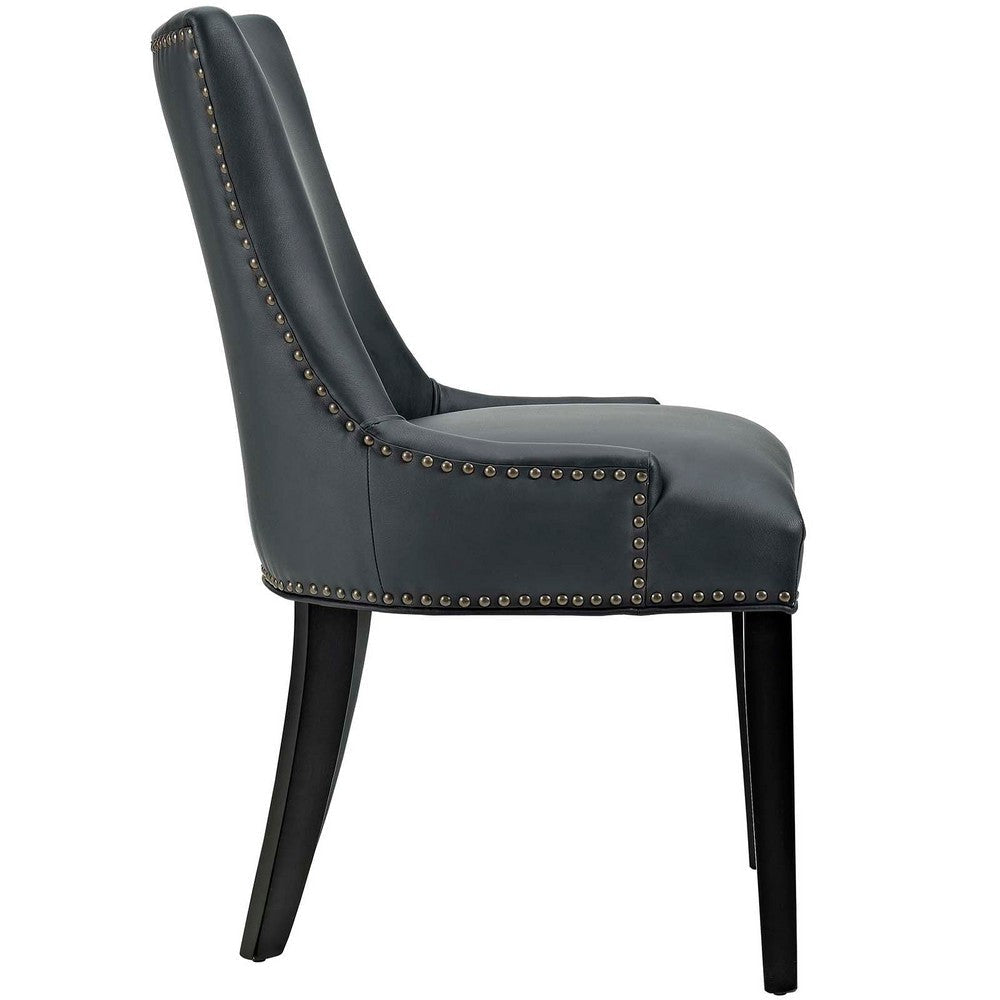 Modway Marquis Modern Faux Leather Upholstered Two Dining Chairs with Nailhead Trim in Black MDY-EEI-3498-BLK