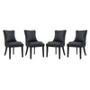 Modway Marquis Faux Leather Set of 4, Four Dining Chairs, Black