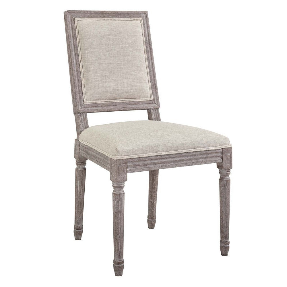 Modway Court French Vintage Upholstered Fabric Two Dining Chairs in Beige MDY-EEI-3500-BEI