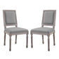 Modway Court French Vintage Upholstered Fabric Two Dining Chairs in Light Gray