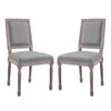 Modway Court French Vintage Upholstered Fabric Two Dining Chairs in Light Gray