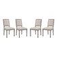 Modway Court French Vintage Upholstered Fabric Four Dining Chairs in Beige