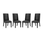 Modway Baron Vinyl Set of 4, Four Dining Chair, Black