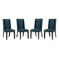 Modway Baron Modern Tall Back Wood Upholstered Fabric Four Dining Chairs in Azure