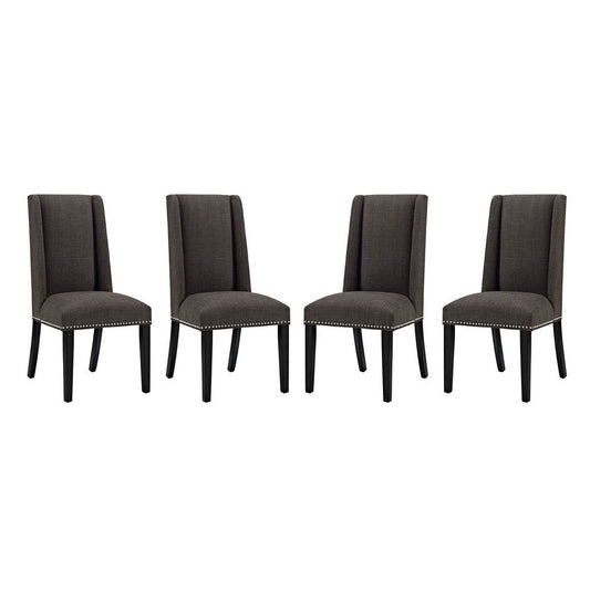 Modway Baron Fabric Set of 4, Four Dining Chair, Brown