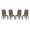 Modway Baron Modern Tall Back Wood Upholstered Fabric Four Dining Chairs in Granite