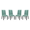 Modway Baron Modern Tall Back Wood Upholstered Fabric Four Dining Chairs in Laguna